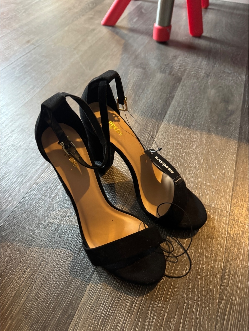 Express black suede ankle strap stiletto heels size 7 NWT